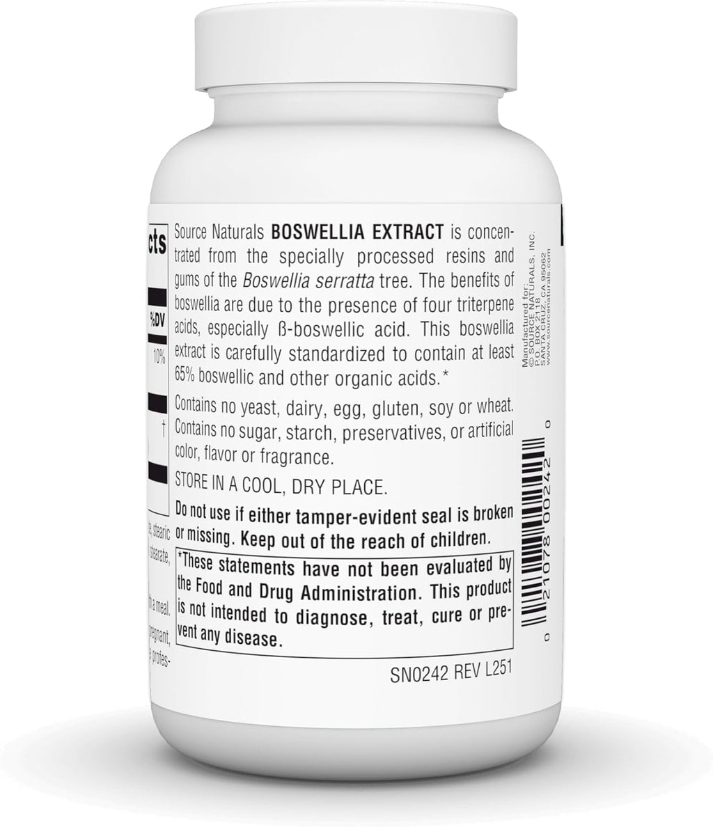Extracto de Boswellia con 65% de Ácidos Boswélicos - Source Naturals - 50 Comprimidos
