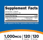Nutricost Metilfolato 1000mcg, 120 Cápsulas Vegetarianas - Sin Gluten, No-GMO (Folato Metilado)