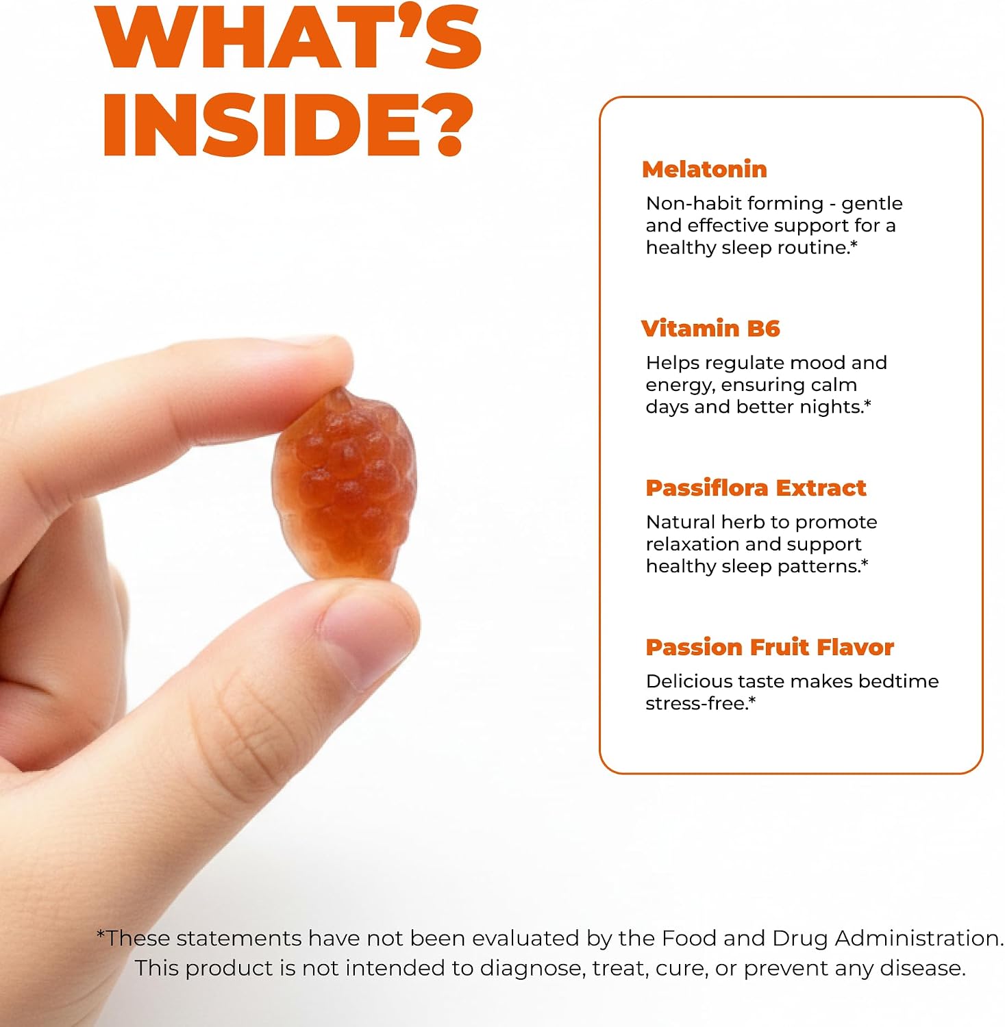Gomitas de Melatonina 1 mg para Niños con Vitamina B6 y Sabor a Maracuyá - 2 Meses de Suministro