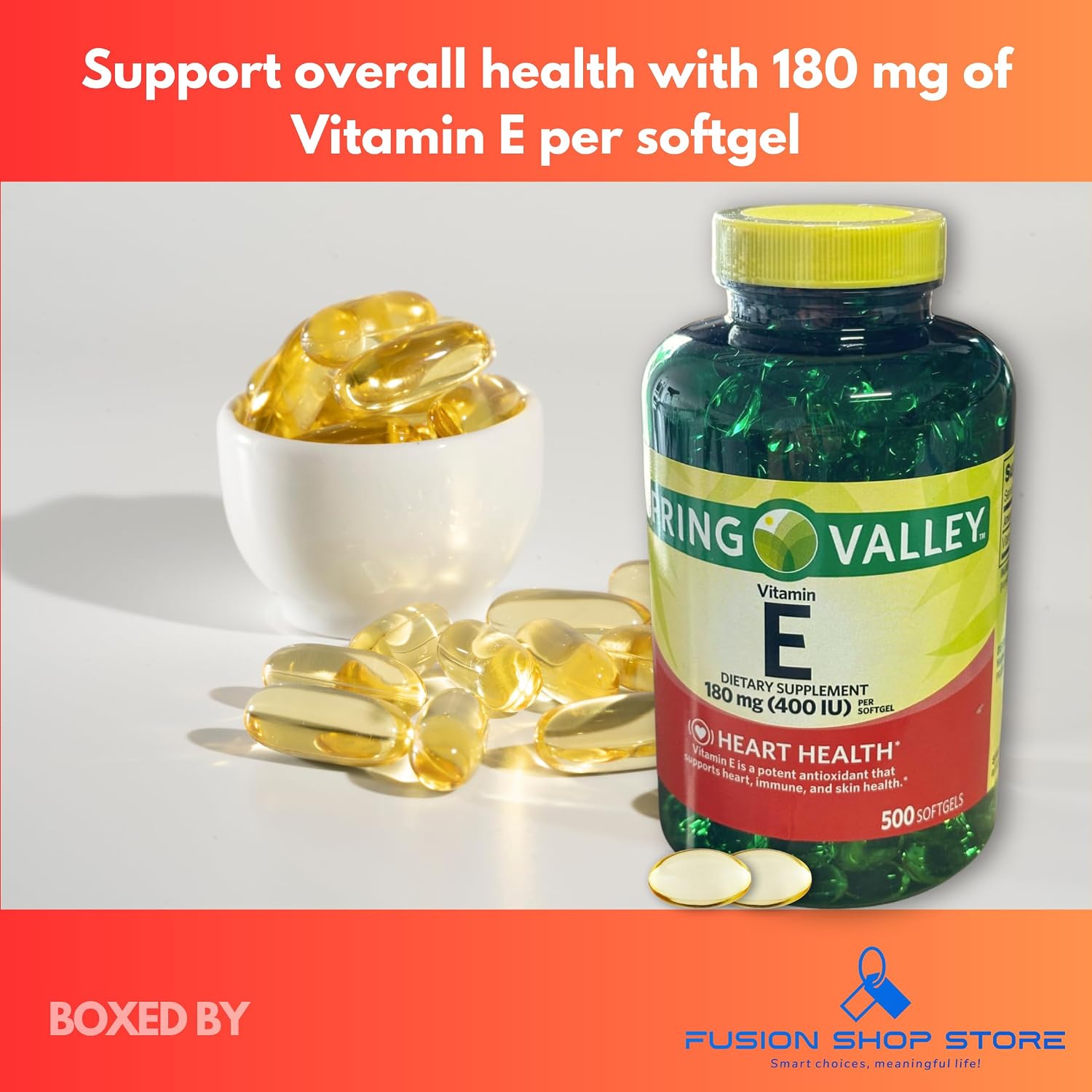 Vitamina E 400 UI (180 mg) Cápsulas Blandas, 500 Unidades
