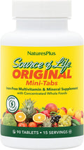 NaturesPlus Source of Life Iron-Free - 90 Mini-Tablets - Multivitamin and Mineral Supplement - Supports Natural Energy and Overall Well-Being - Gluten-Free, Vegetarian - 15 Servings