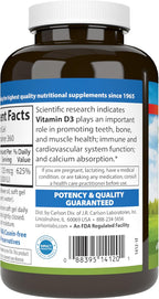 Carlson - Vitamina D3 5000 UI (125 mcg), 360 Cápsulas Blandas para la Salud Ósea y Muscular
