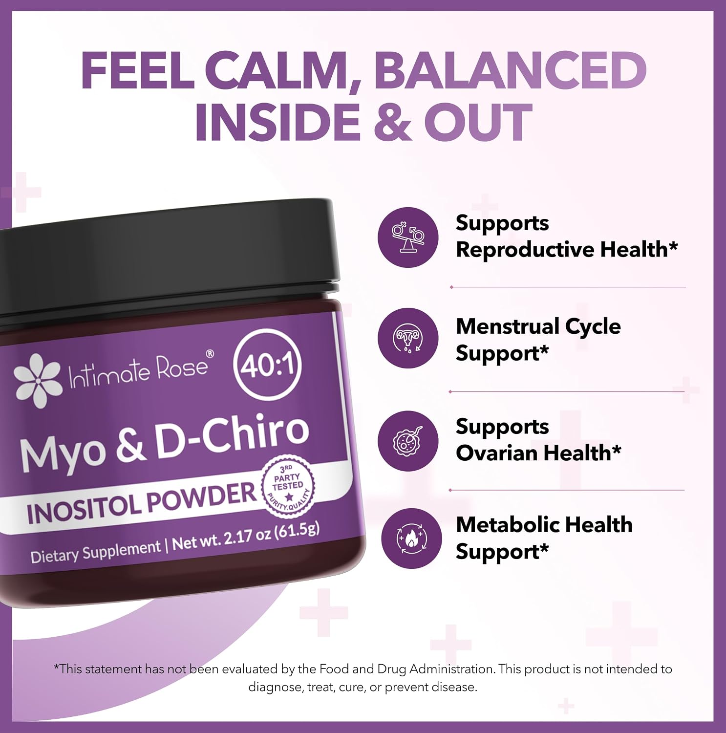 Intimate Rose Inositol en Polvo para Mujeres - Myo-inositol & D-Chiro Inositol (40:1)
