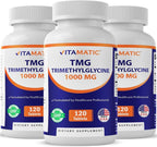 Vitamatic TMG Supplements 1000mg - Trimetilglicina - Betaína Anhidra - 120 Comprimidos