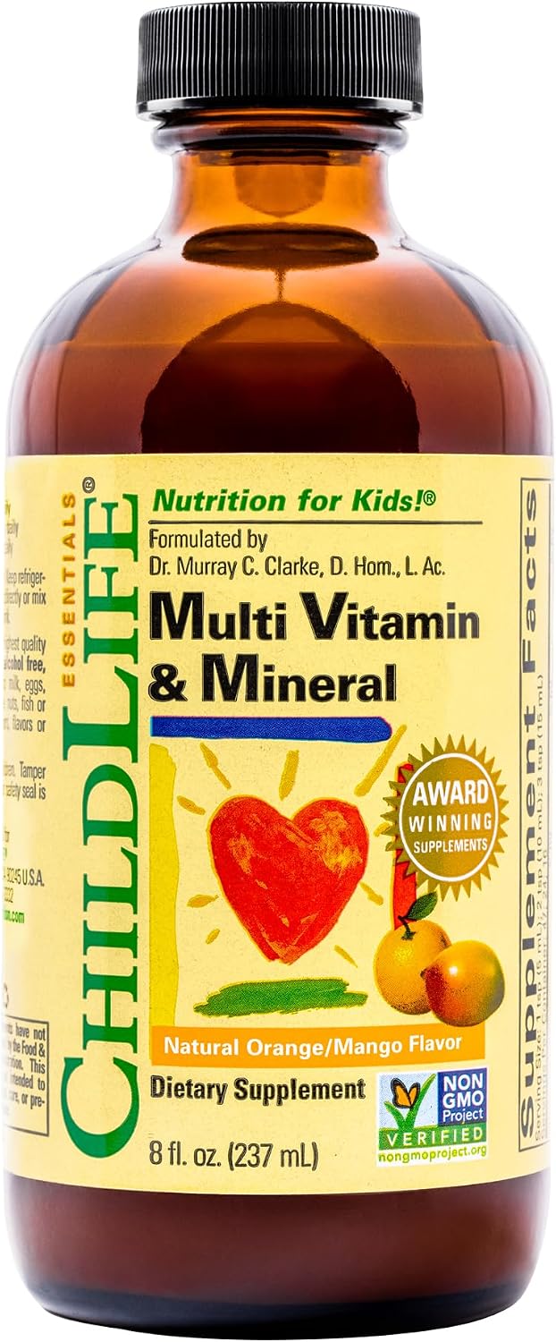 CHILDLIFE ESSENTIALS Multivitamin and Mineral for Kids - Natural Orange Mango Flavored Liquid Supplement, 236 ml (1 Pack)