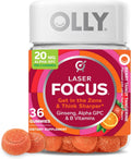 OLLY Laser Focus Gummy - Gominolas para la Concentración con Ginseng, Alfa GPC y Vitaminas B - Sabor Bayas y Mandarina - 36 Gominolas