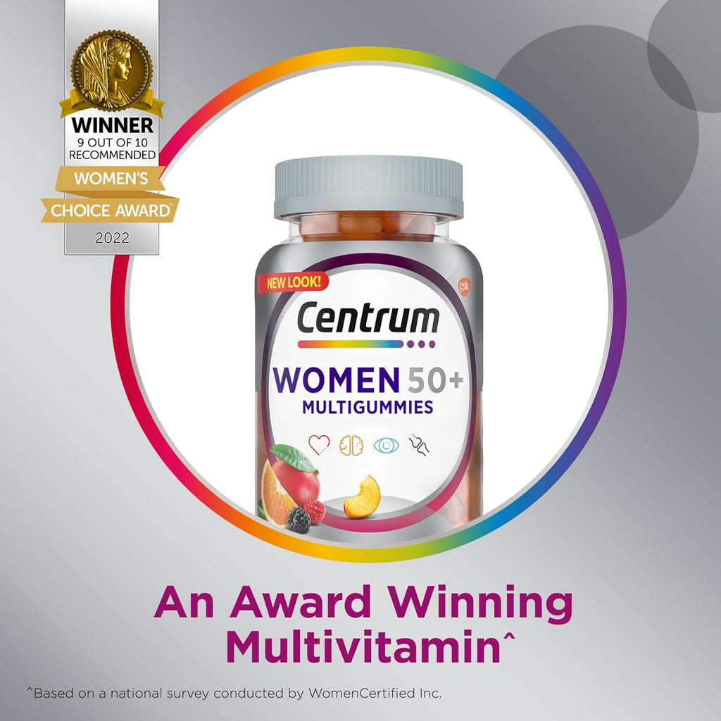 Centrum MultiGummies para Mujeres 50+ - Gominolas Multivitamínicas con Vitaminas D3, E, B6, B12 y Biotina - 140 Gominolas
