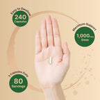NatureBell Calostro Bovino 1000mg por Dosis, 240 Cápsulas | 40% IgG - Sin OGM