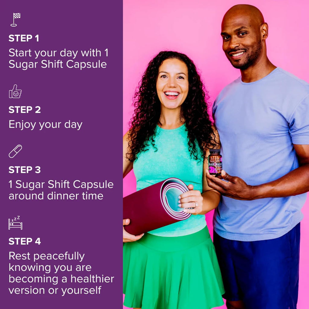 BiotiQuest Sugar Shift Probiótico - Reduce Antojos de Azúcar y Carbohidratos, 22B UFC, 60 Cápsulas