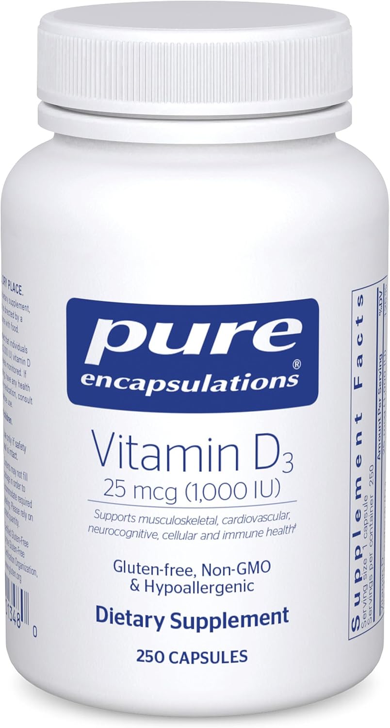 Pure Encapsulations Vitamina D3 25 mcg (1.000 UI) - 250 cápsulas