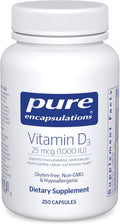 Pure Encapsulations Vitamina D3 25 mcg (1.000 UI) - 250 cápsulas
