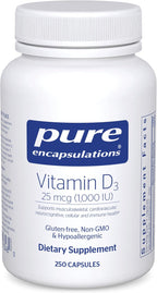 Pure Encapsulations Vitamina D3 25 mcg (1.000 UI) - 250 cápsulas