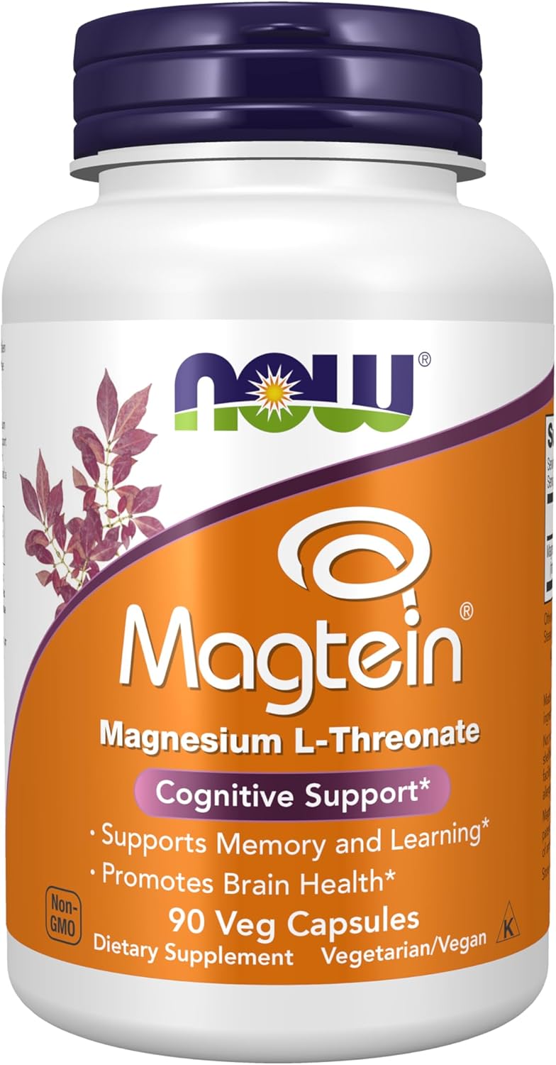 NOW Foods Magtein™, L-Treonato de Magnesio, 90 Cápsulas Vegetales