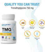 Puregen Labs TMG 750 mg – Trimetilglicina – Sin Gluten, Sin Lácteos, No-GMO – Pack de 3 | 180 Cápsulas Vegetarianas