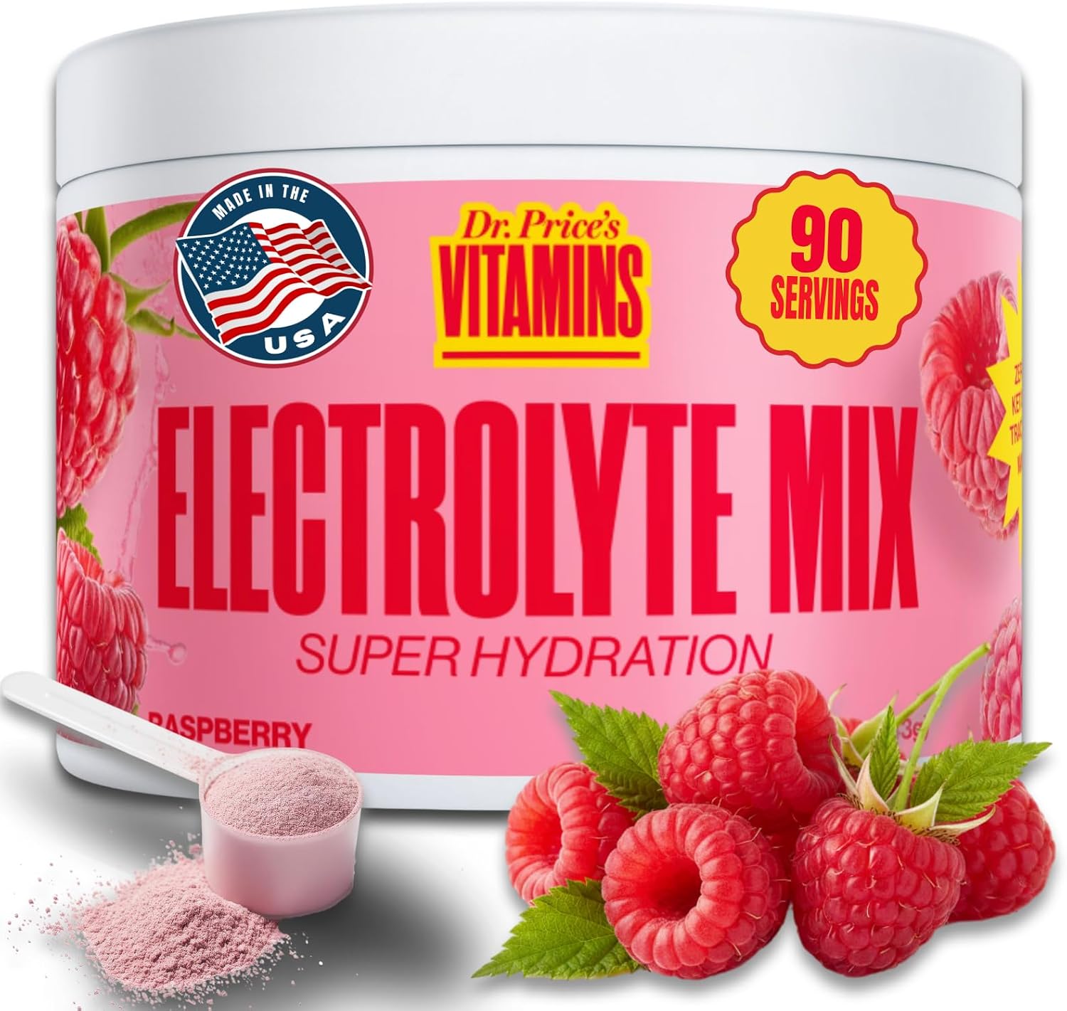 Dr. Price's Electrolytes Cherry Lemonade - 30 Sobres de Hidratación en Polvo Sin Azúcar