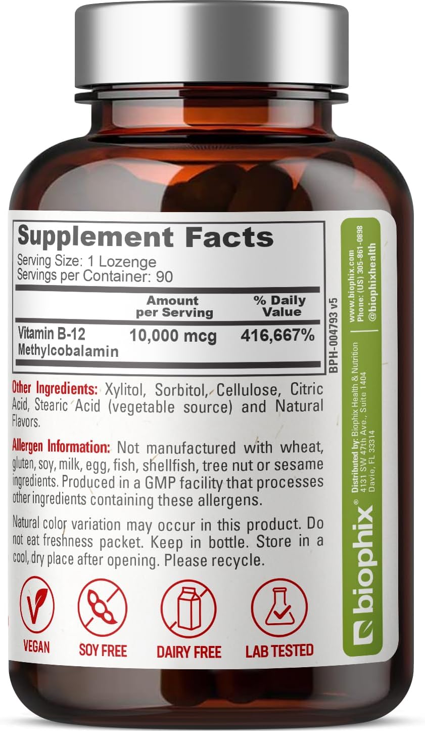 biophix Metilcobalamina B12 10000 mcg - 90 Comprimidos Veganos Sabor Cereza