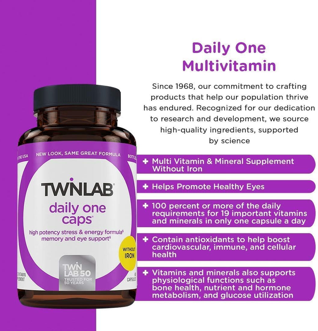 Twinlab Daily One sin hierro y con Florglo, 60 unidades