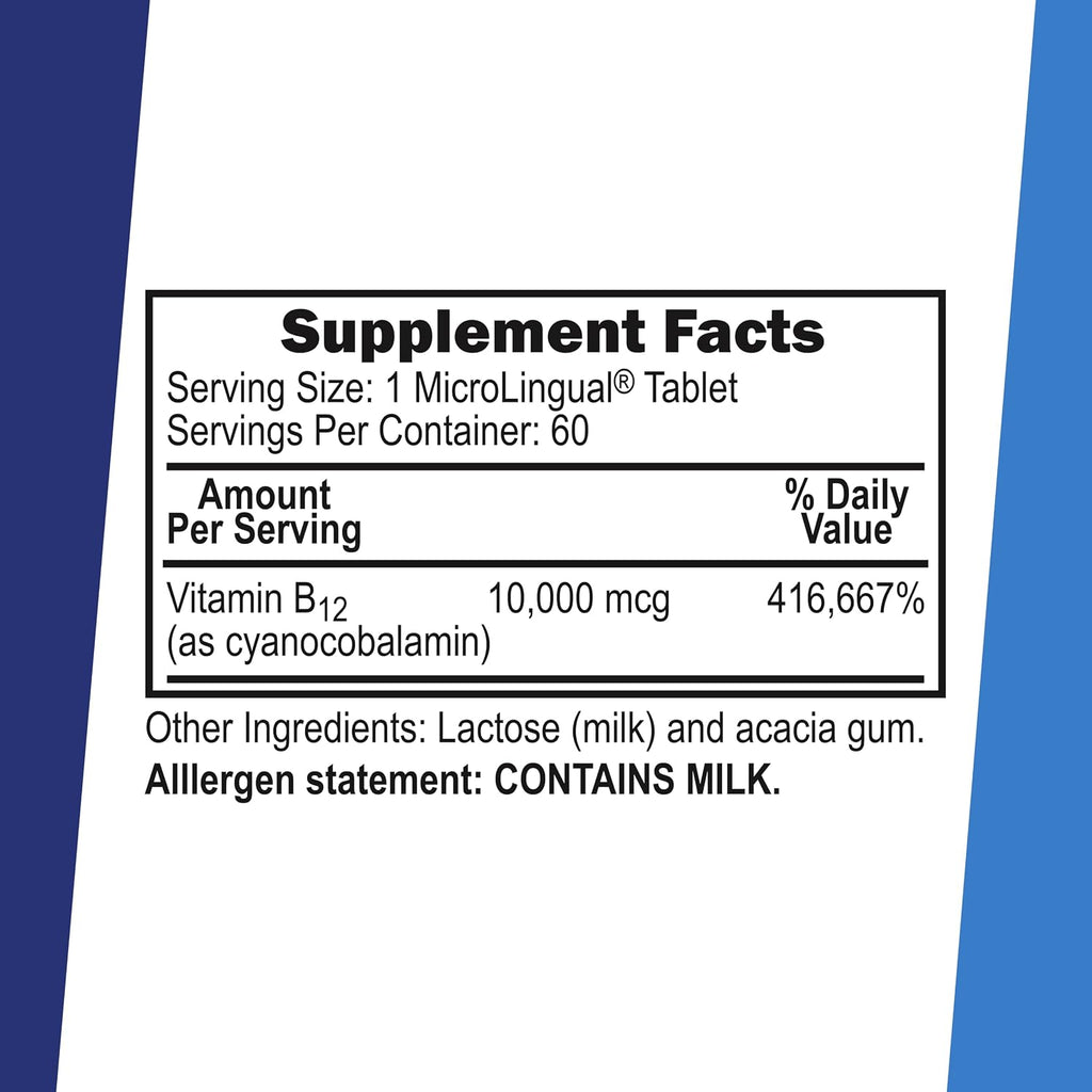 Superior Source Vitamina B12 Cianocobalamina 10000 mcg - 60 Comprimidos Sublinguales