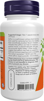 NOW Foods Azafrán (Estigmas Enteros) 50 mg con 10% Crocinas, 60 Cápsulas Veganas