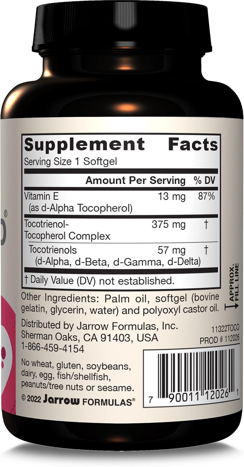 Jarrow Formulas Toco-Sorb – Complejo de Vitamina E y Tocotrienoles, Alta Absorción, 60 Cápsulas