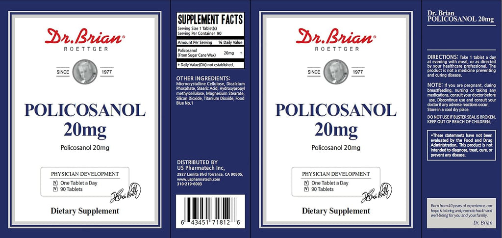 Dr. Brian Policosanol 20mg – 90 Comprimidos Vegetales | Apoyo Cardiovascular