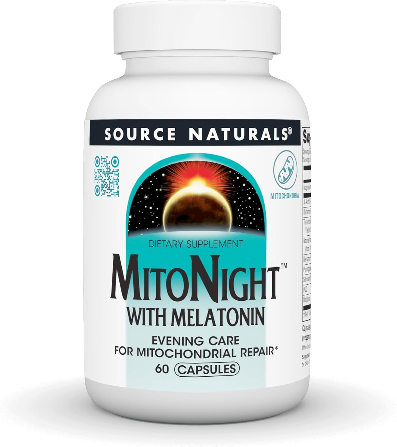 Source Naturals MitoNight® con Melatonina, Cuidado Nocturno para la Reparación Mitocondrial - 60 Cápsulas