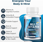 Multivitamínico para Hombres 50+ con B12 Metilada y Folato, 180 Cápsulas