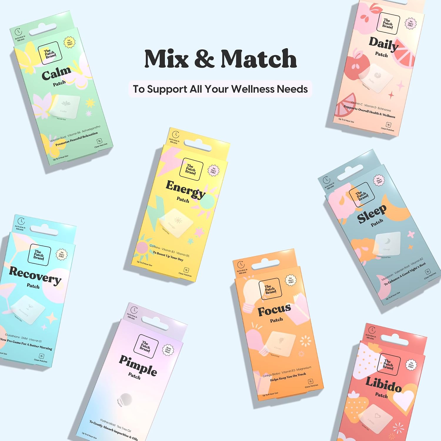 The Patch Brand Parches de Recuperación | Apoyo para la Mañana Siguiente con Vitamina B1, DHM, Glutatión | Imprescindibles para Fiestas y Viajes | Parches Resistentes al Agua de Larga Duración