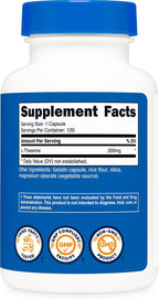 Nutricost L-Theanine 200mg, 120 Cápsulas, Alta Concentración - No OGM, Sin Gluten