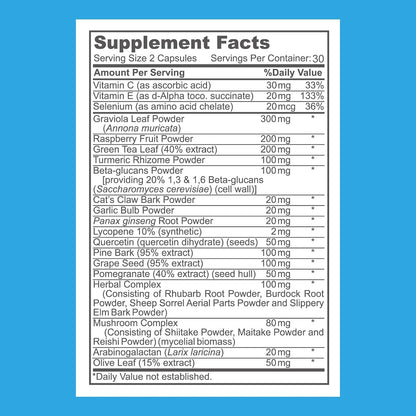 VHC Suplemento con Vitamina C, E, Selenio, Quercetina y Beta-Glucanos, 60 Cápsulas – Image 2