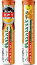 T&D Multivitamínico Alemán 10 Vitaminas - 40 Comprimidos Efervescentes Veganos - Sabor Naranja - Hecho en Alemania