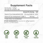 DEAL SUPPLEMENT Vitamina D3 5.000 UI + K2 MK7 100mcg Cápsulas blandas | Complejo 2 en 1 con Aceite de Coco Virgen