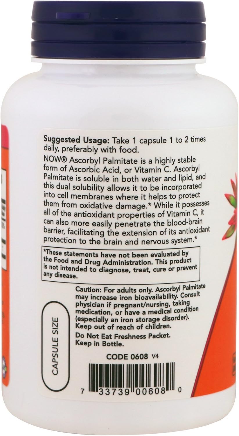 Now Foods, Ascorbil Palmitato 500 mg, 100 Cápsulas Vegetales
