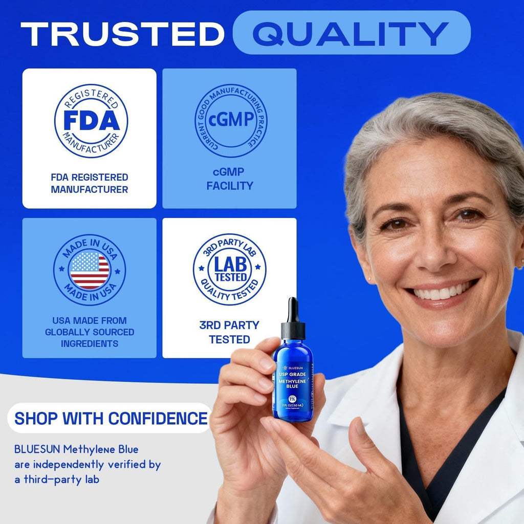 Bluesun Gotas de Azul de Metileno al 1% - Grado Farmacéutico, 2 Pack de 60 ml