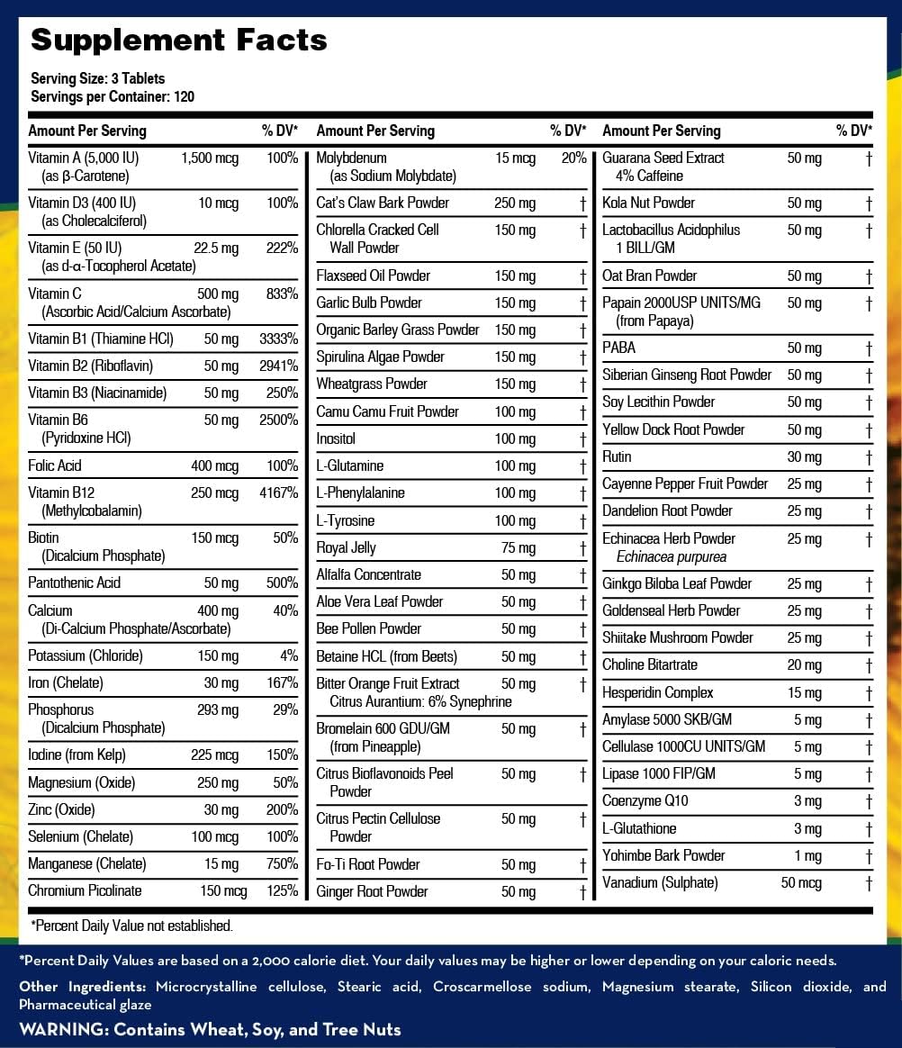 LifeSource Vitamins Multivitamínico y Minerales de Alimentos Integrales, 360 tabletas