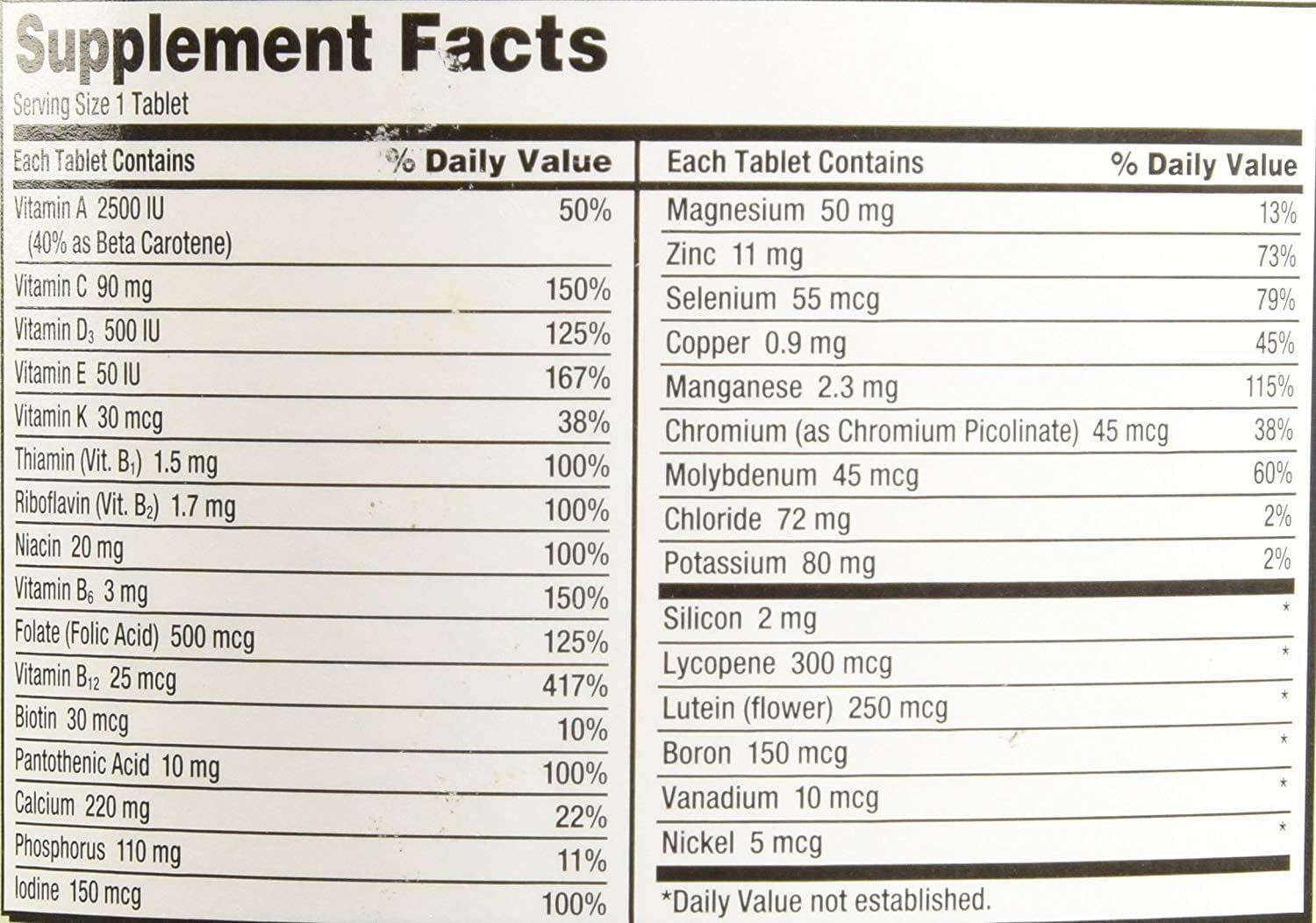 Kirkland Signature Multivitamínico para Adultos 50+ con Calcio, 800 Comprimidos (2 Envases de 400)