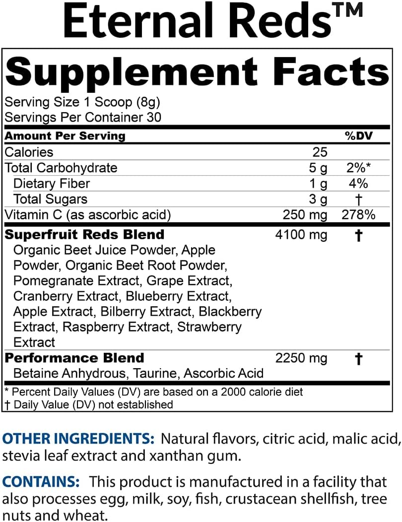 BioTrust Eternal Reds - Polvo de Superalimentos Rojos, 30 Dosis