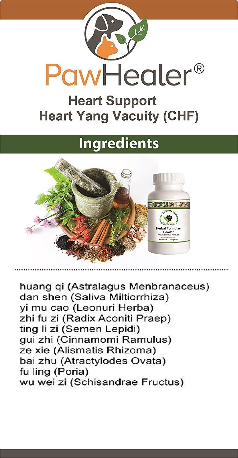 PawHealer Heart Support - Heart-Yang Vacuity (CHF) - 50 gramos - Polvo herbal para perros