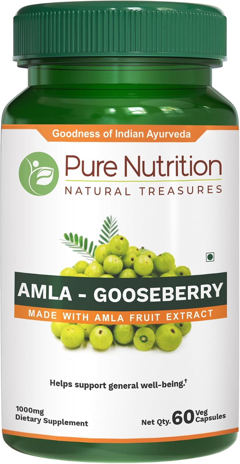 Pure Nutrition Amla Capsules (Indian Gooseberry) - 1000 mg por dosis, 60 Cápsulas Veganas
