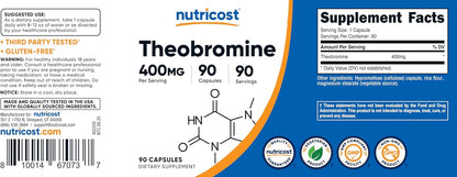Nutricost Teobromina 400mg, 90 Cápsulas Vegetarianas - Sin Gluten, No-GMO – Image 6