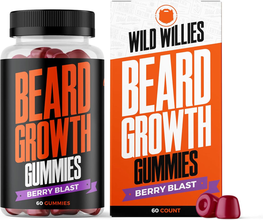 Kit de Crecimiento de Barba Wild Willies - Cápsulas y Sérum con Biotina y Cafeína - 60 Cápsulas