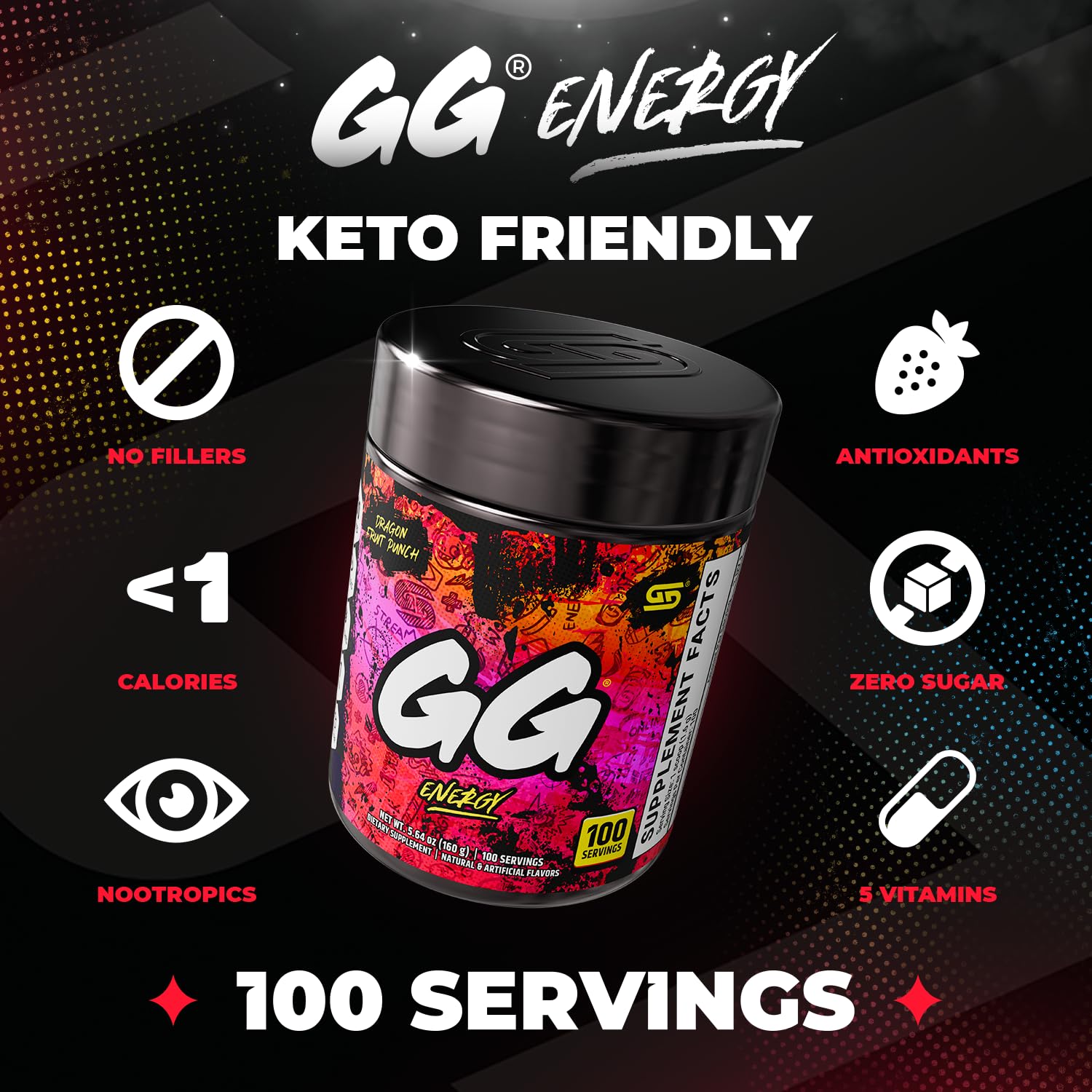 Gamer Supps GG Energy - Dragonfruit Punch (100 porciones)