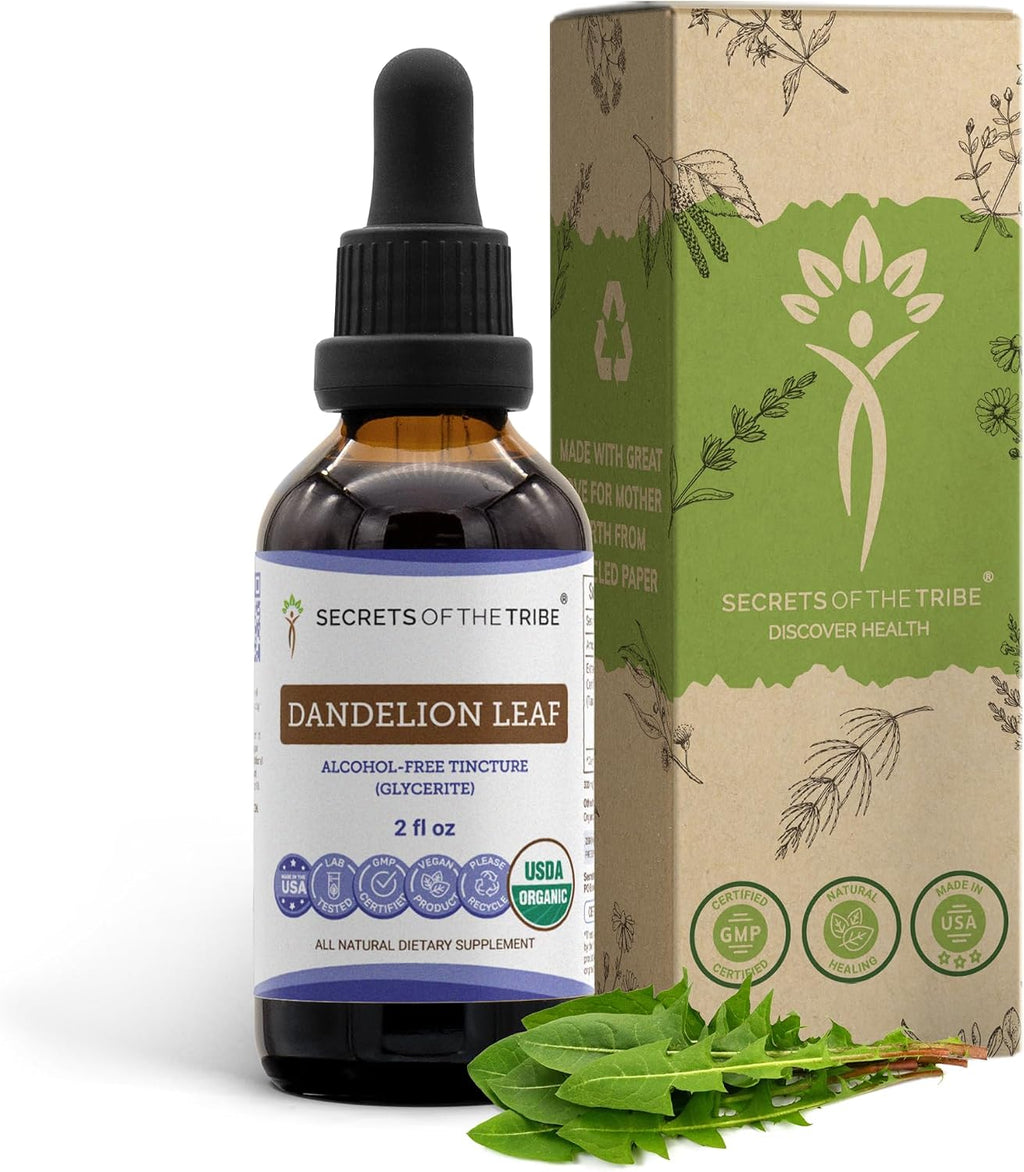 Secrets of the Tribe Extracto de Hoja de Diente de León Orgánico - Gotas Herbales Sin Alcohol, 60 ml