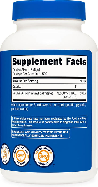 Nutricost Vitamina A 10.000 UI, 500 Cápsulas – El metabolismo normal del hierro. – Image 4