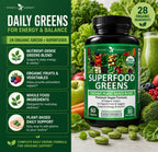 Potent Garden Super Greens Cápsulas - Complemento de Frutas y Verduras Orgánicas, 60 Comprimidos