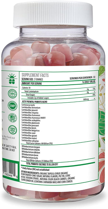 ACTIF Prenatal Probiotic Maximum Strength con 75 mil millones de UFC y 20 cepas, Apoyo Inmunitario y Digestivo, Fórmula Zero – Image 3