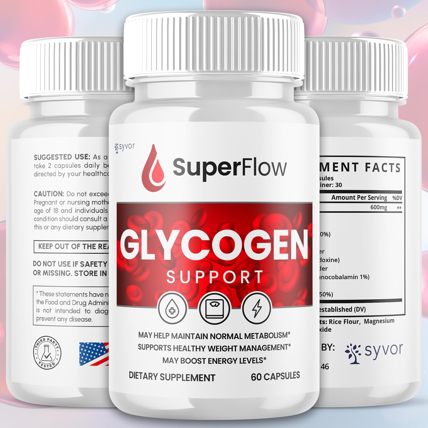 Super Flow Glycogen Support, Fórmula Avanzada, 60 Cápsulas