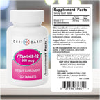 GeriCare Vitamina B12 500mcg – 100 Comprimidos para Energía y Salud Cerebral