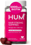 HUM Hair Strong Daily Hair Growth Gummies con Biotina, Zinc, Vitamina B12, 60 Gominolas