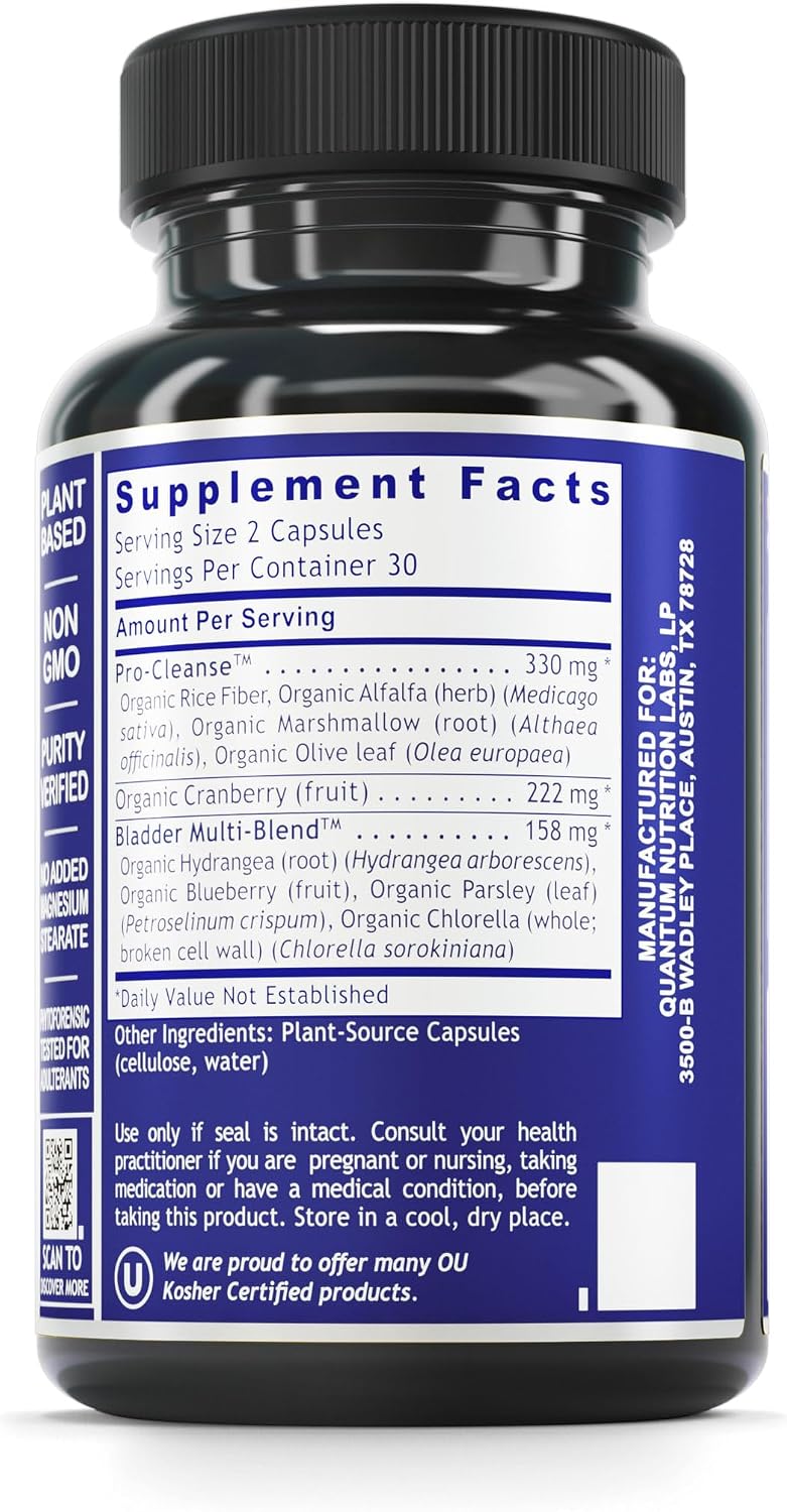 Quantum Bladder Support - Organic Cranberry Capsules - Urinary Health - 60 Vegetable Capsules